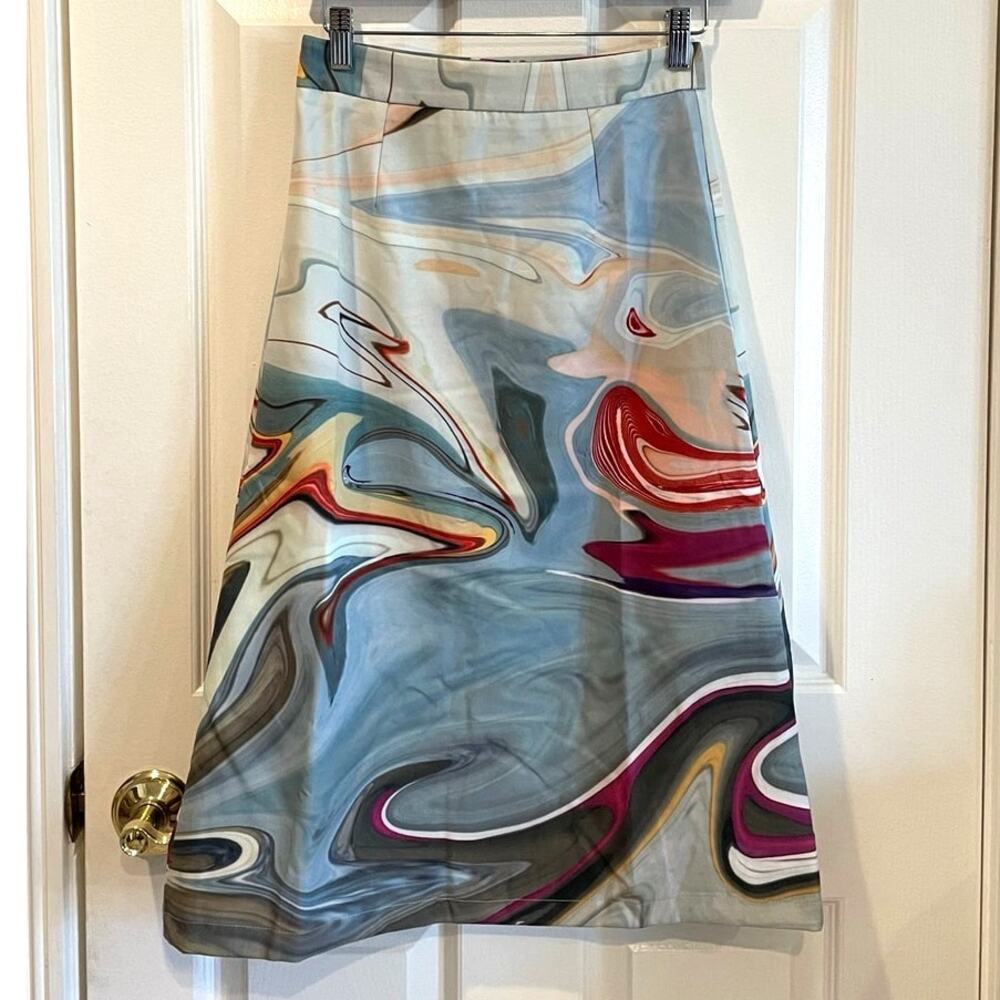NWT Mid-Length A-line skirt Marble Swirl Abstract Print Size Small